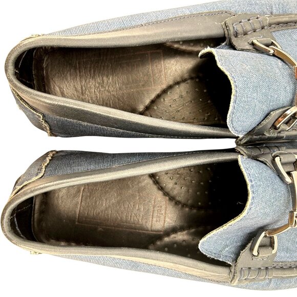 Blue Denim Men's 10M Horsebit Driving Loafers Mercanti Fiorentini Shoes Loafers - Picture 8 of 10
